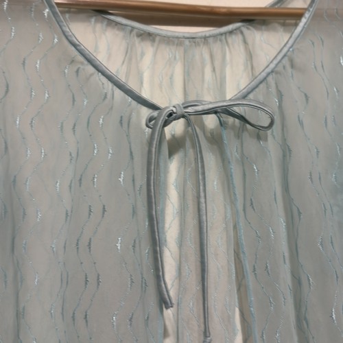Vintage 60s Montgomery Ward Sheer robe size Small baby blue flutter sleeve - Picture 5 of 6