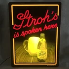 Vintage 1987 USA Stroh’s Is Spoken Here Lighted Beer Advertising Sign Embossed