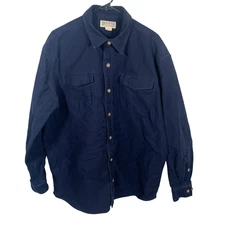 Duluth Trading Co. Chamois Long Sleeve Shirt Mens Large Blue Burleyweight Work