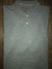 Mens Eddie Bauer Short Sleeve Gray Polo Shirt Size Large LG L - EUC