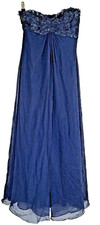 TADASHI Sequined Evening Gown Dress Cocktail Collection 100 Silk Strapless sz 6