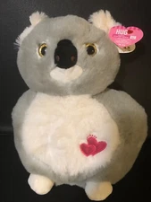 Hug Me Stuffed Plush Flat Koala Fluffy Gray Valentines Day Red Heart Pillow NEW
