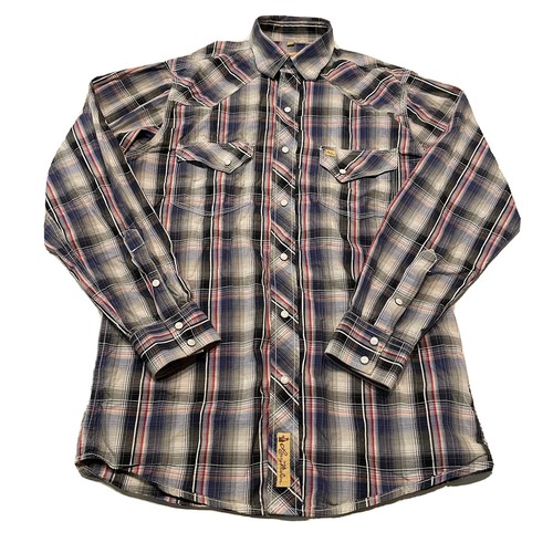 Larry Mahan Mens Plaid Pearl Snap 