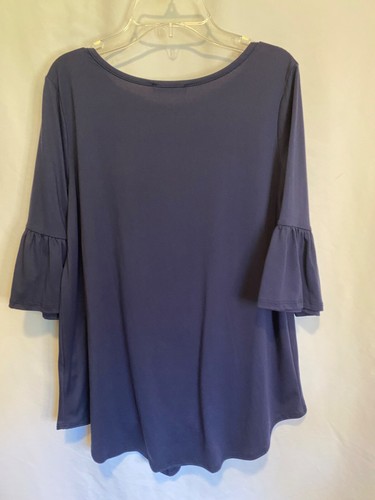 Top Reborn J Talla S Azul Marino Manga Campana 3/4 Dobladillo Anudado Cuello Redondo Mujer Excelente - Imagen 14 de 17