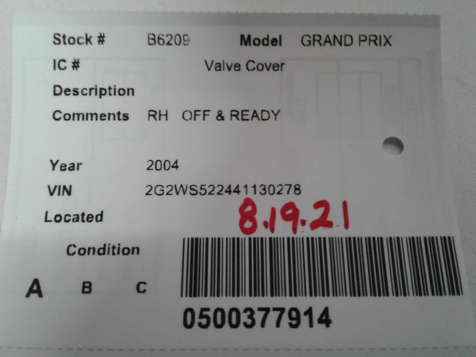 Used Engine Valve Cover fits: 2004 Pontiac Grand prix Valve Cover Grade A - Image 3 of 4