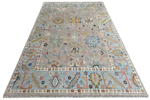 Alfombra turca Oushak color mudo en 8x10 9x12 10x14 alfombra moderna Oushak para el hogar. - Imagen 4 de 11