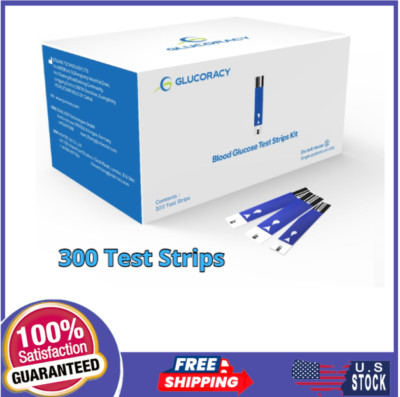 Glucoracy 300 Counts Blood Glucose Test Strips, Only Works, 300 Pieces NEW