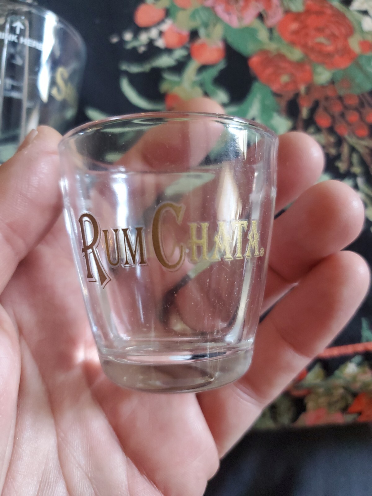 2 New Rum Chata ShotAChata Divided Shot Glasses Unique Split Glass