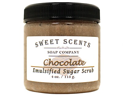Chocolate Scented Sugar Scrub - Handmade Exfoliating Scrub Sweet Scents