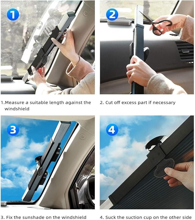 Retractable Windshield Sun Shade for Car, Large Sun Visor Protector