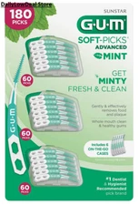 Gum Soft-Picks Advanced Mint, Dental Care Floss, Tooth Picks, 180 Picks