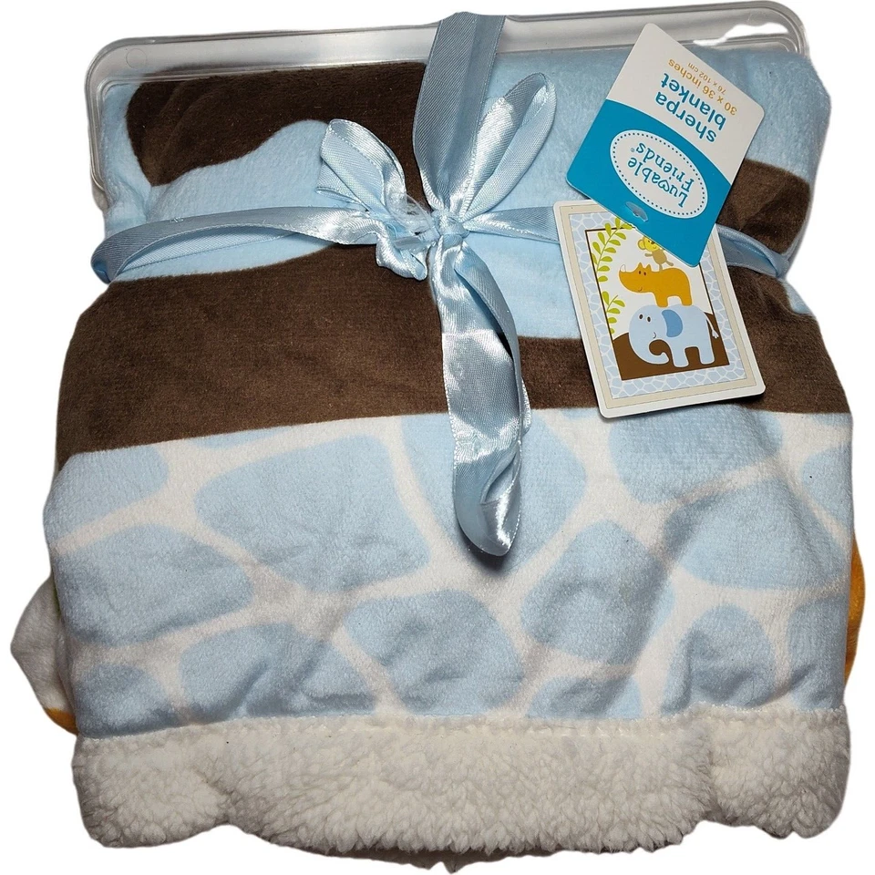 Luvable Friends Peluche Sherpa Bebé Manta Elefante Rinoceronte Mono Selva Nueva con Etiquetas Foto 2 de 3