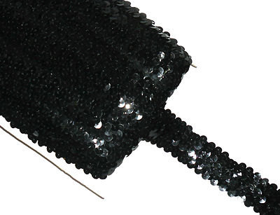 ATEMBERAUBENDE 3-REIHIGE ELASTISCHE STRETCH PAILLETTENBORTE 30 MM, VERSCHIEDENE FARBEN, VERKAUFT BTM