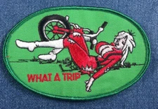 NOS 70s Original Vintage What A Trip 5" Patch Funny Hippie Satire Retro Sexy