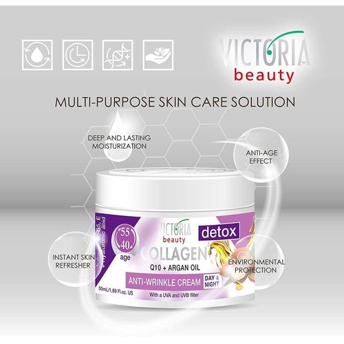 Victoria Beauty Anti-Aging Feuchtigkeitscreme mit Kollagen 40+ Anti-Falten Creme 50ml - Bild 3 von 6