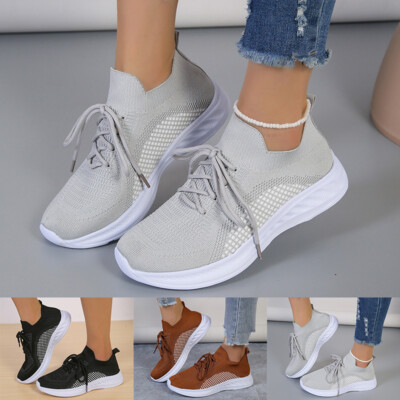 Womens Running Trainers Ladies Sneakers Slip On Walking Gym Comfy Fashion Shoes