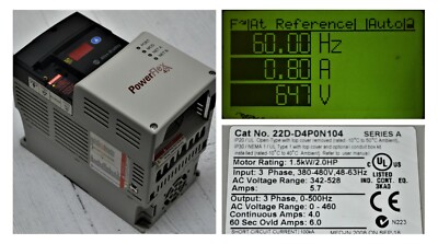  Allen Bradley PowerFlex 40P 22D-D4P0N104 Drive 2 HP Series A Tested Good