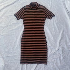 Black And Red Stripped Bodycon Dress With Gold Detail, Beautiful Buy! Small