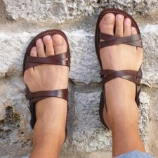 Mens Sandals REAL LEATHER SOLE Brown - Men's Leather Sandals Ulisse Brown