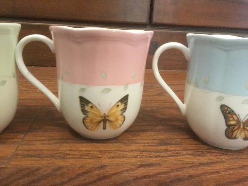 Lenox Butterfly Meadow Coffee Tea Mugs 8 oz Cup Scalloped Rim Set of 4 - Bild 7 von 11