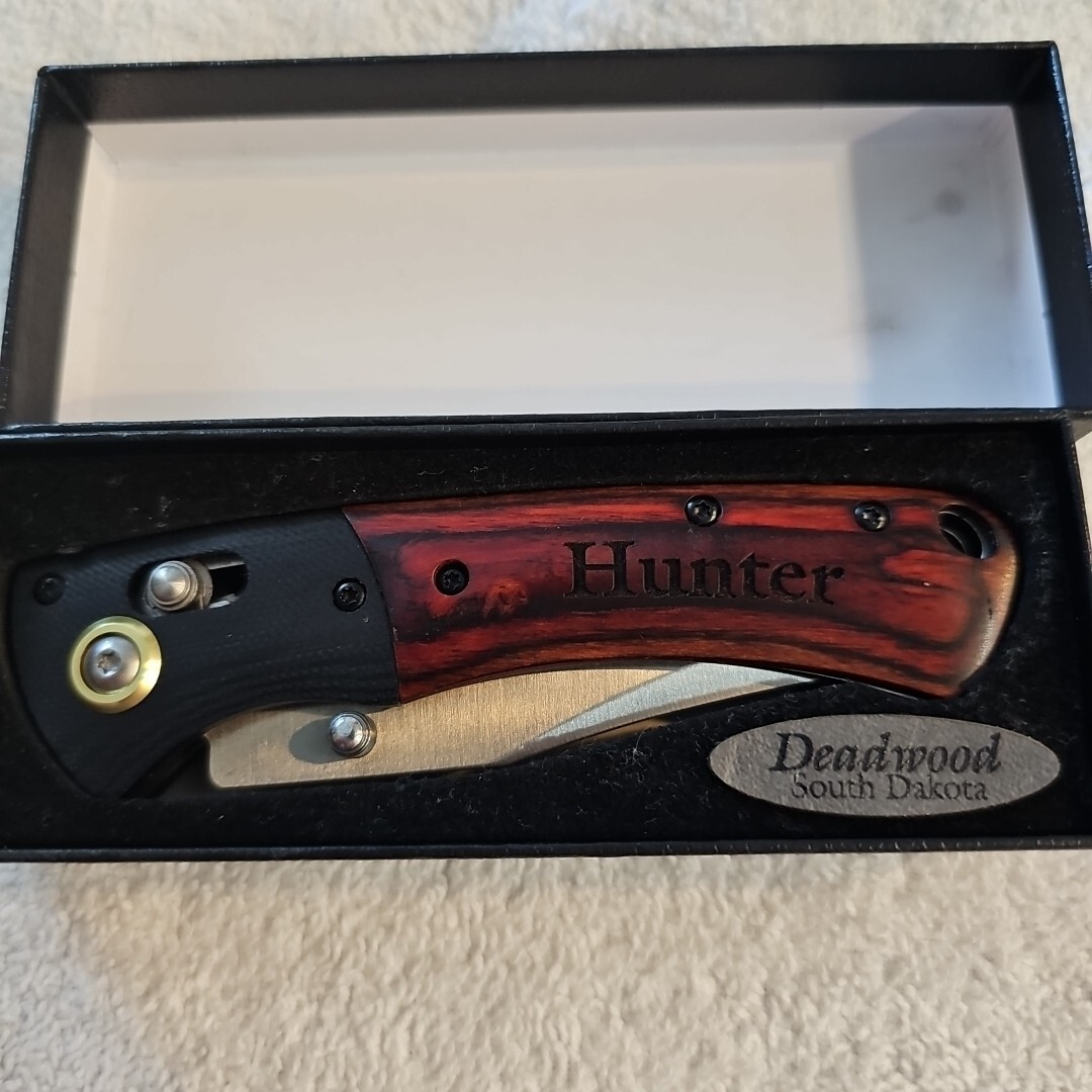 1991年製　ストイチコフ直接サイン入 非売品　Kronos販促用　ウッドパネル Engraved wood handle hunting knives, pocket knives and tools