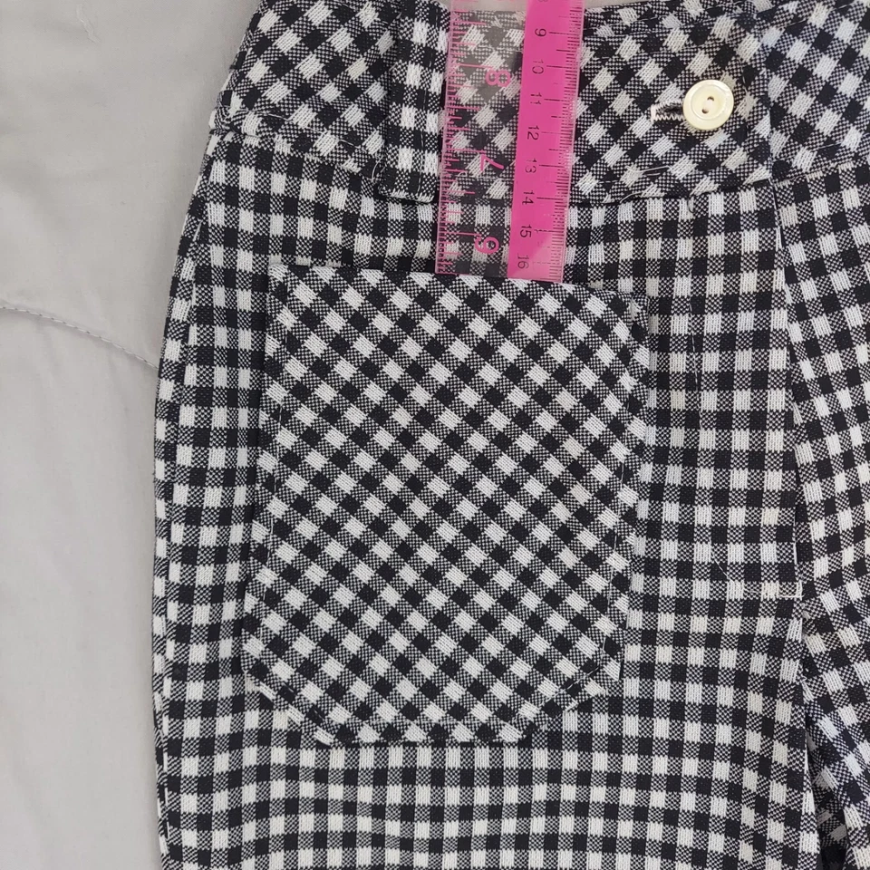 Vintage 1960 / 70s Fem-E- Nits Checkered Bell Bottom Pants, Kids Tag Size 6 - Image 4 of 4