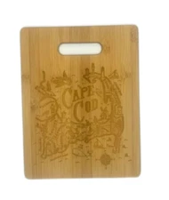 THE CAPE COD Massachusetts MAP Bamboo Cutting Board Engrave Wood New England NE