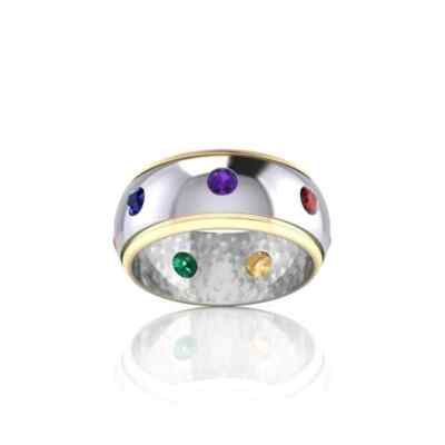 Chakra 925 Sterlingsilber Edelstein Ehering Gold Akcent Fein Spirituell Schmuck