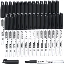 Permanent Markers, 30 Pack Black Permanent Marker Set,Fine Point, Works on Plast