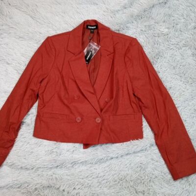 Express Jacket Womens S Blazer Lightweight Coat Faux Pockets Career Casual New