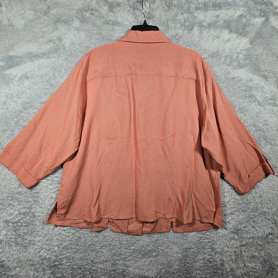 Camisa de vestir de granero para mujer 2X naranja con botones lengüeta enrollable mangas 3/4 Foto 3 de 4
