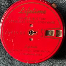VINTAGE LIFETIME COOKWARE ADVERTISING 4" COIN $20 REGISTER  BANK NO KEY  C. 1942