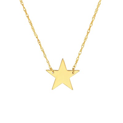 Mini Stern Anhänger Halskette massiv 14K Echt Gold verstellbar Seil Kette Damen