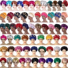 African Women Turban Braid Head Wrap Chemo Cap Hijab Hair Bonnet Hat Headwear