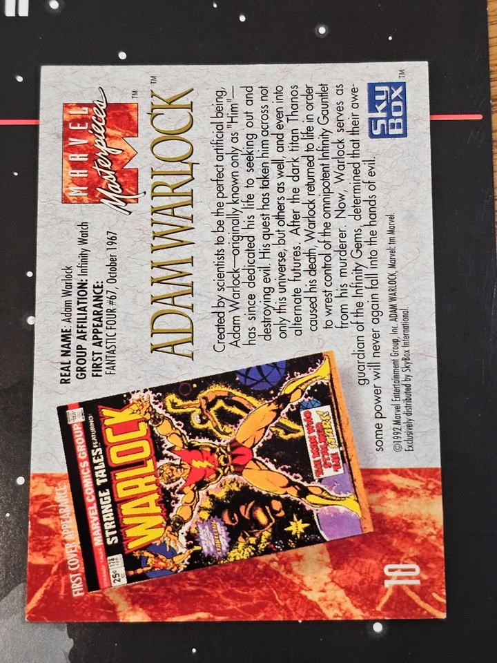 Marvel Masterpieces 1992 firmado Joe Jusko #10 autógrafo de Adam Warlock (auto) casi nuevo Foto 2 de 2