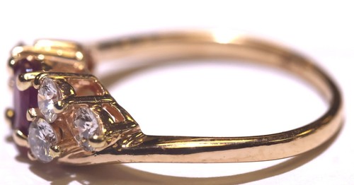 14k yellow gold .60ct VS1 H diamond natural ruby gemstone cluster ring 2.5g 5.75 - Bild 6 von 22