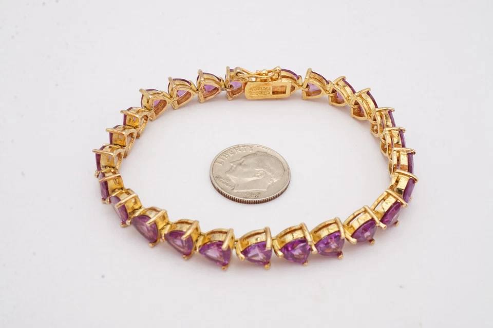 Brazalete de tenis de alejandrita enchapado en oro de plata de ley 925 creada en laboratorio de 7,25" Foto 2 de 4