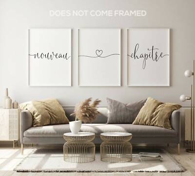 New Chapter, Set of 3 Prints, Home Wall Art Decor, Triptych, Multiple Sizes