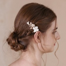 Bridal Hair Accessories Wedding Hair Clip Handmade White Flowers Pearls Hair ...