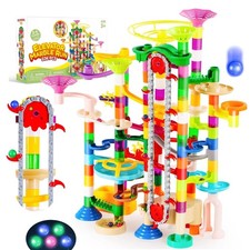 236Pcs Glowing Marble Run with Motorized Elev...
