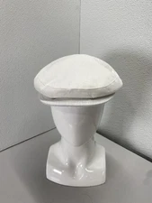 CAPAS Mens Premium Linen Twill Newsboy Cap Size M White