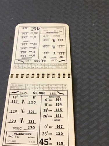 PAIR OF BAC ONE-ELEVEN V SPEEDS CHART BOOKS FOR ALLEGHENY AIRLINES, 1973 - Picture 10 of 13
