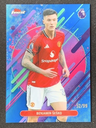 Benjamin Sesko 2025-26 Topps Finest Premier League Rare Blue Base /99 #269