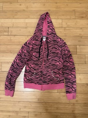 Abbey Dawn Inspired pink black Zebra Stripe hoodie hand studded w Abbey Dawn Inspired pink black Zebra Stripe hoodie hand studded w