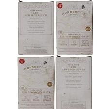 4-Pks 30-Count Battery-Operated Dewdrop Lights On Silver Wire W/ Built-In Timer