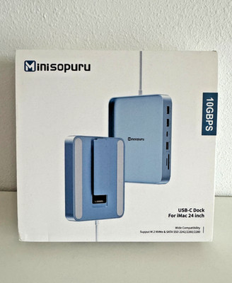 Minisopuru 10Gbps USB C Docking Station For 24'' iMac M1/M3/M4 Blue Open Box
