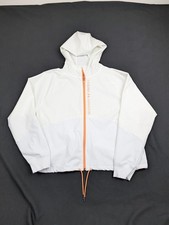 Under Armour Women's Medium Hooded Windbreaker Full-Zip White / Melon Orange