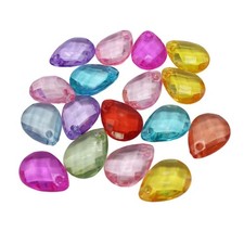 40pcs Color Transparent Acrylic Faceted Teardrop Beads Charm Pendants 20X14mm