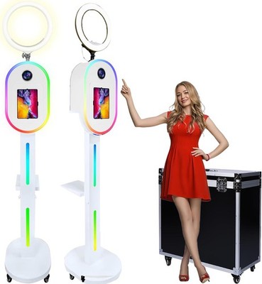 iPad DSLR Photo Booth Selfie Station W/ RGB LED Light & Case for Weddings Events