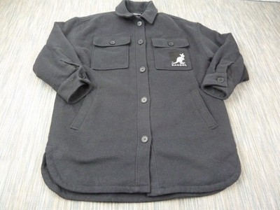 Kangol X H und M Jacke Herren klein schwarz Knopfleiste Fleece gefüttert